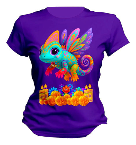 Playera Camaleon Alebrije Dia De Muertos Personaliza