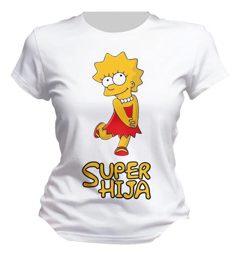 Playera Lisa Marge Simpson Super Mama Hija Colores