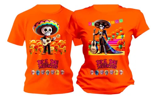 Duo Playera Dia De Muertos Catrin Catrina Musicos Halloween