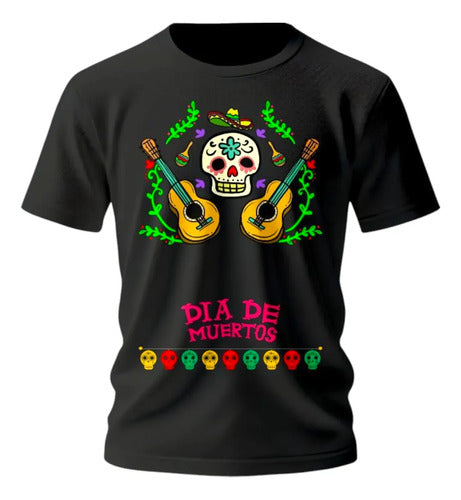 Playera Dia De Muertos Calavera Guitarras Calavera Guitarras
