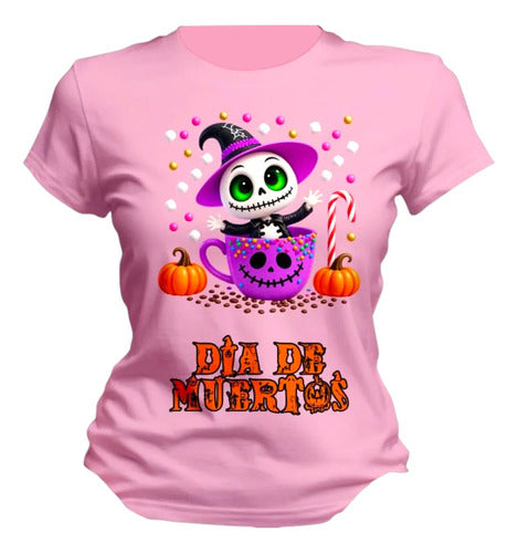 Playera Día De Muertos Jack Taza Dulces Halloween Jack Taza