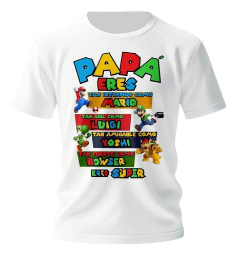Playera Dia Del Padre Mario Bros Yoshi Papa Hijo Personaliza