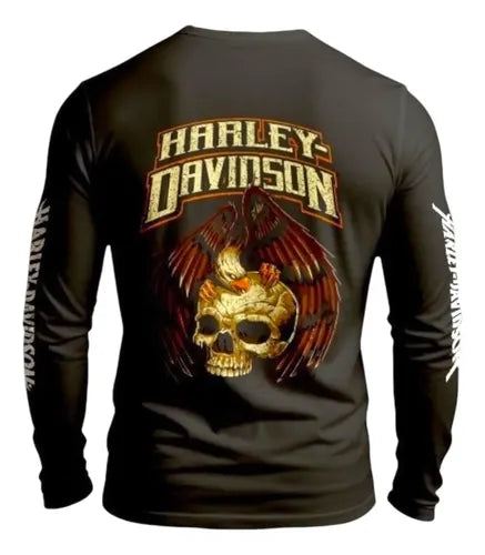 Playera Manga Larga Harley Davidson Moto Biker Personaliza