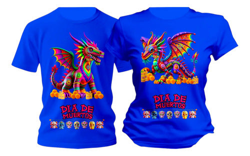 Dúo Playeras Día De Muertos Dragón Japoné Personaliza Duo