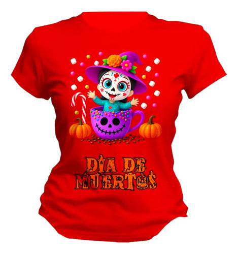 Playera Día De Muertos Jack Taza Dulces Halloween