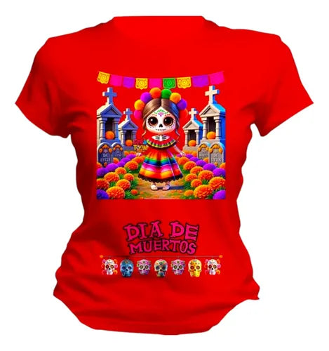 Playera Catrina Cementerio Dia De Muertos Personaliza