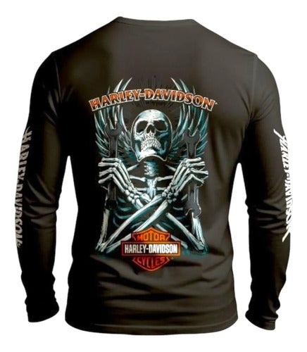 Playera Harley Davidson Manga Larga Personalizada Moto H3