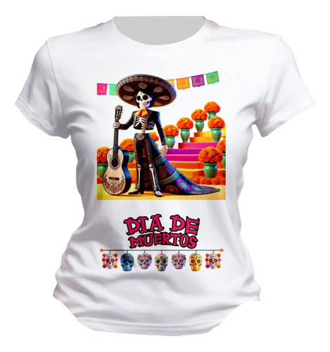 Playera Catrin Y Catrina Dia De Muertos Halloween Catrina