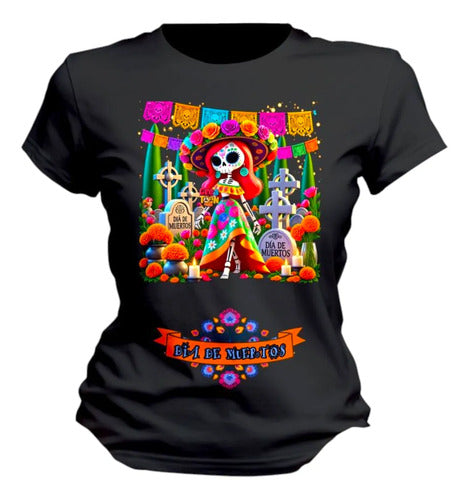 Playera Esqueleto Catrina Dia De Muertos Halloween Catrina