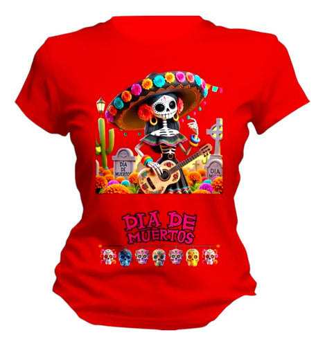 Playera Catrin Y Catrina Dia De Muertos Halloween Catrina