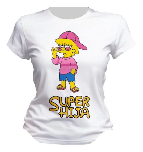 Playera Lisa Marge Simpson Super Mama Hija Colores