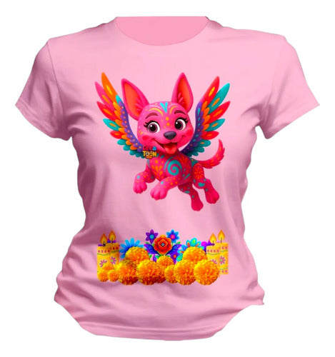 Playera Xoloitzcuintle Alebrije Dia De Muertos