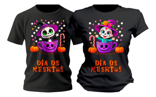 Dúo De Playeras Jack Tazas De Dulces Día De Muertos Duo