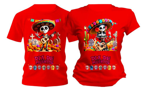 Duo Playera Dia De Muertos Catrin Catrina Musicos Halloween