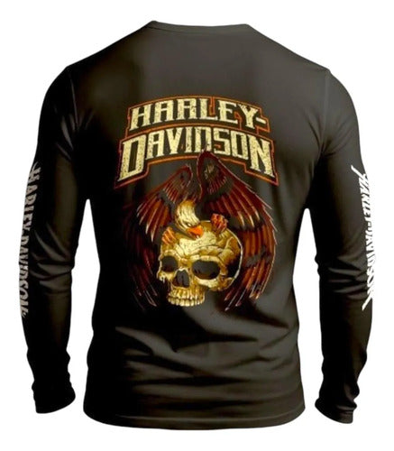 Playera Harley Davidson Manga Larga Personalizada Moto H2
