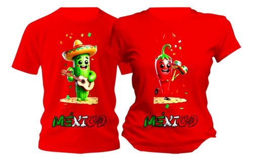 Duo Playera Chile Cactus Fiesta 15 De Septiembre Fiestas