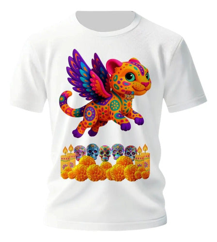 Playera Alebrije Leopardo Dia De Muertos Halloween Leopardo