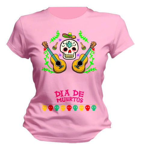 Playera Dia De Muertos Calavera Guitarras Calavera Guitarras
