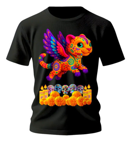 Playera Alebrije Leopardo Dia De Muertos Halloween Leopardo