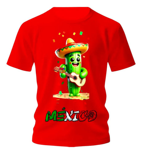 Playera Mexicana Para 15 De Septiembre Chile Y Cactus