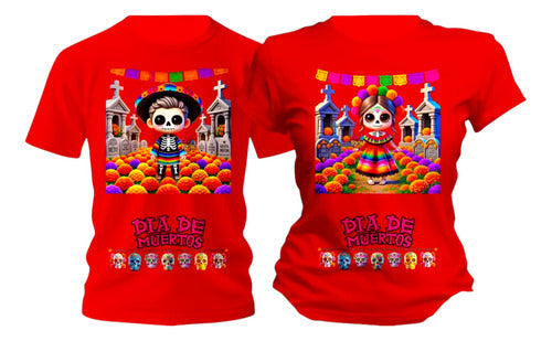 Duo Playera Calaverita Dia De Muertos Tematica Duo