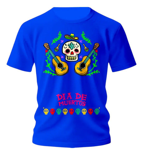 Playera Dia De Muertos Calavera Guitarras Calavera Guitarras