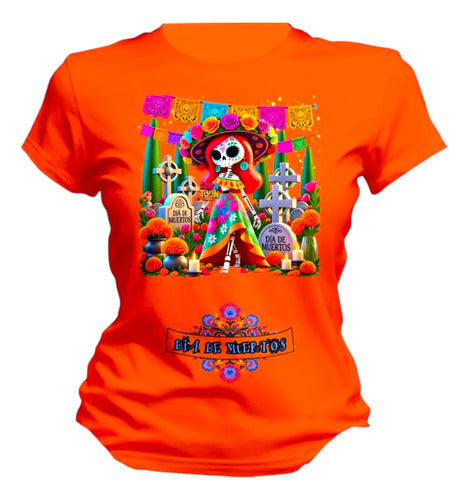 Playera Esqueleto Catrina Dia De Muertos Halloween Catrina