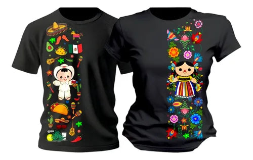 Duo Playeras Conjunto Pareja Tematica 15 Septiembre Mexico
