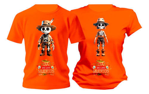 Duo Playera Dia De Muertos Esqueletos Espantapajaros Duo De