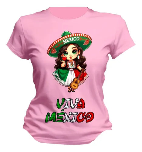 Playera Viva Mexico Adelita 15 De Septiembre Mujer Adelita
