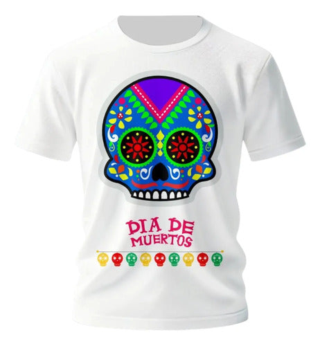 Playera Craneo Colorido Tradicional Calaverita Craneo