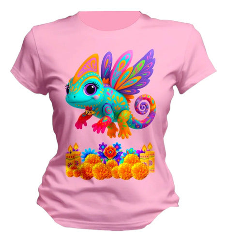 Playera Camaleon Alebrije Dia De Muertos Personaliza
