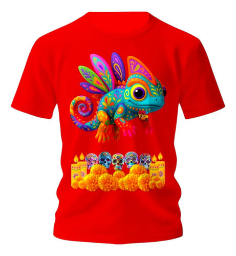 Playera Camaleon Alebrije Dia De Muertos Personaliza