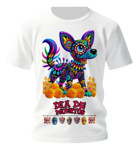 Playera Xoloitzcuintle Día De Muertos Alebrije Calaveras