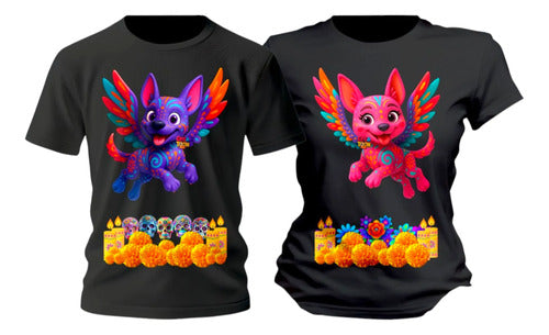 Duo Playeras Alebrijes Dia De Muertos Halloween Personaliza
