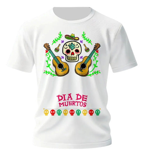 Playera Dia De Muertos Calavera Guitarras Calavera Guitarras
