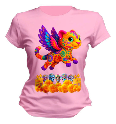 Playera Alebrije Leopardo Dia De Muertos Halloween Leopardo
